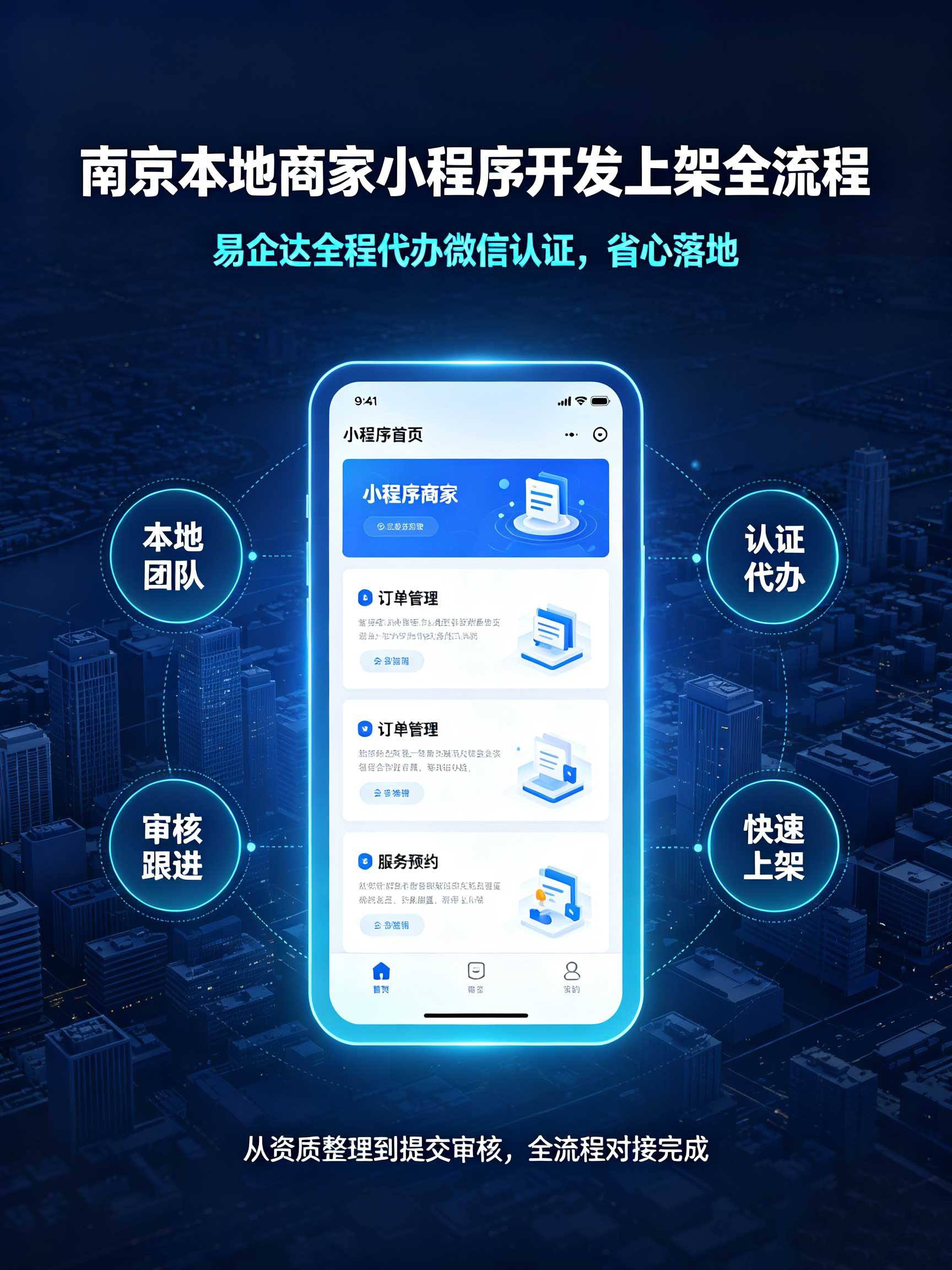 南京本地商家小程序开发上架全流程:易企达全程代办微信认证,省心落地