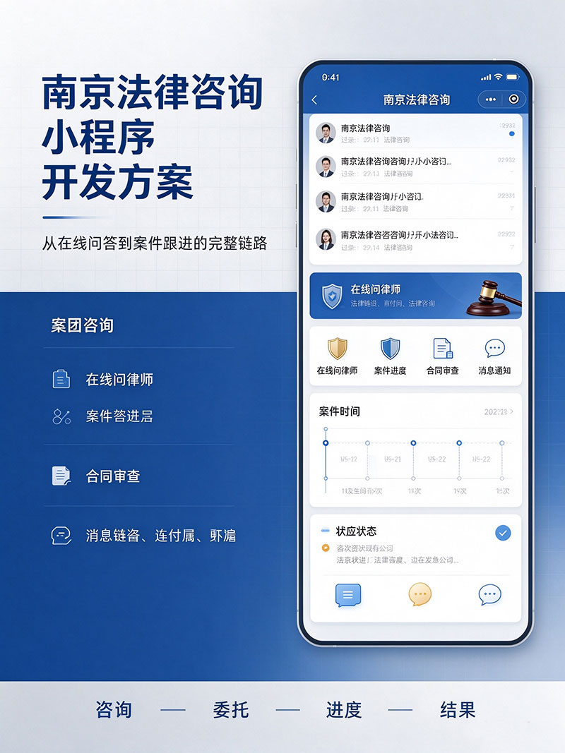 南京法律咨询小程序开发方案：从在线问答到案件跟进的完整链路